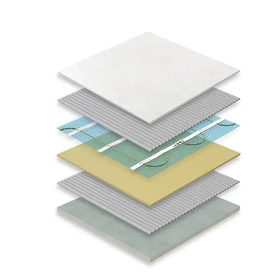 Tile floor - ThermoSphere Mesh Concrete substrate exploded view flooring type