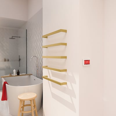 ThermoSphereGoldElectricTowelBarsWithWhiteDCThermostat