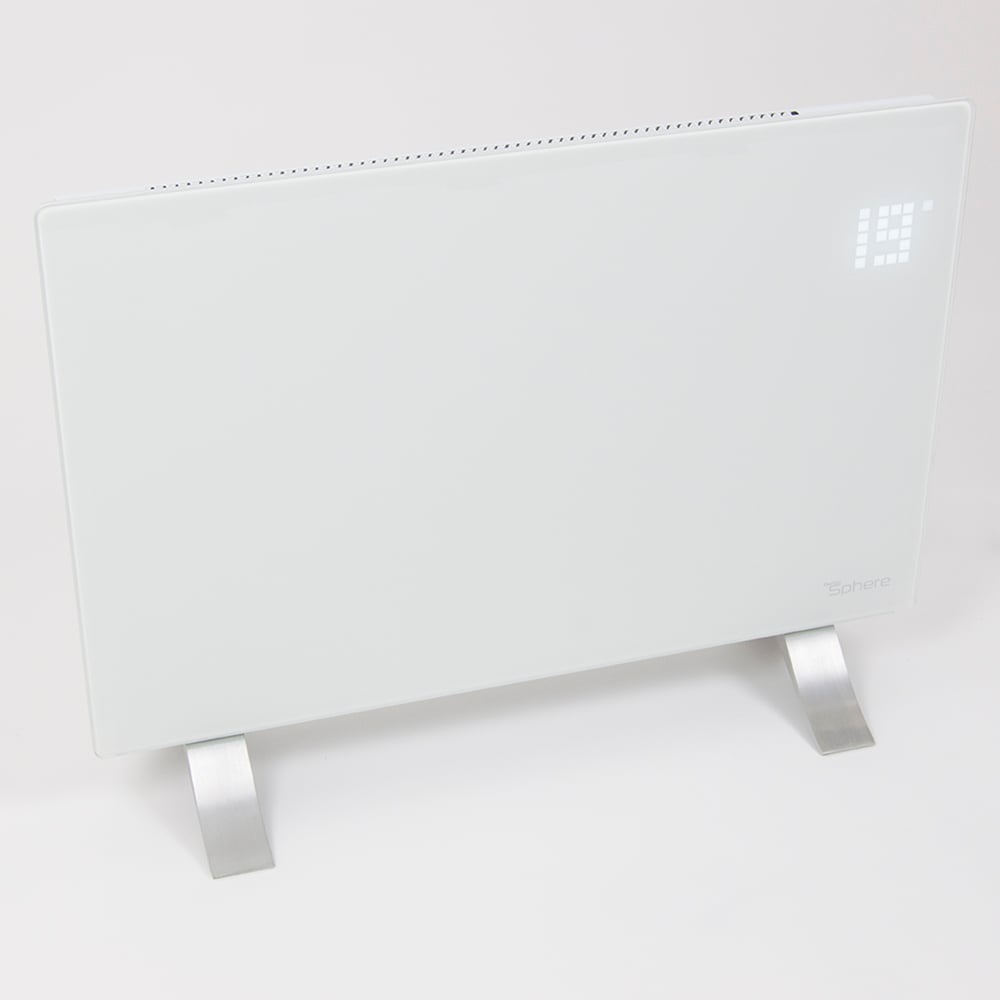 Glass panel heater free standing