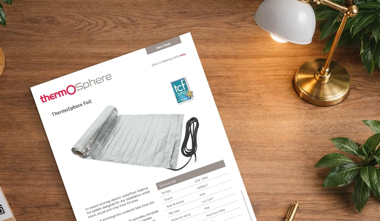 ThermoSphere electric underfloor heating foil data sheet